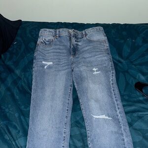 Jordache Blue Straight Leg Jeans with Distressed Style